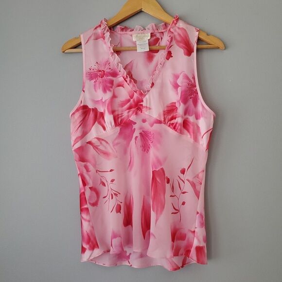 Inner Most Pink Floral 2-Piece Vintage Lightweight Satin Pajamas Womens Medium - Picture 2 of 11